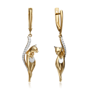 Серьги «Грация» с английским замком из комбинированного золота с фианитами 02-4396-00-401-1121-48