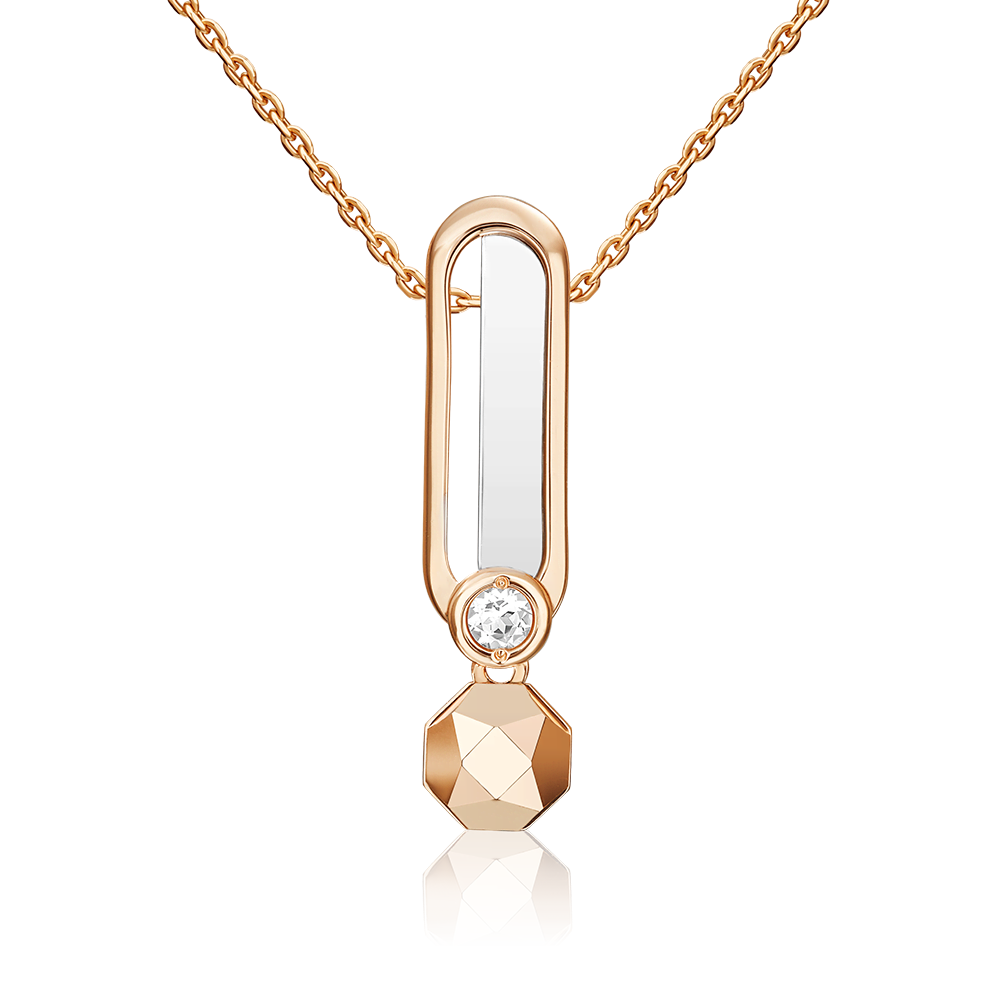 Подвеска из комбинированного золота с натуральным топазом white 03-3383-00-201-1111