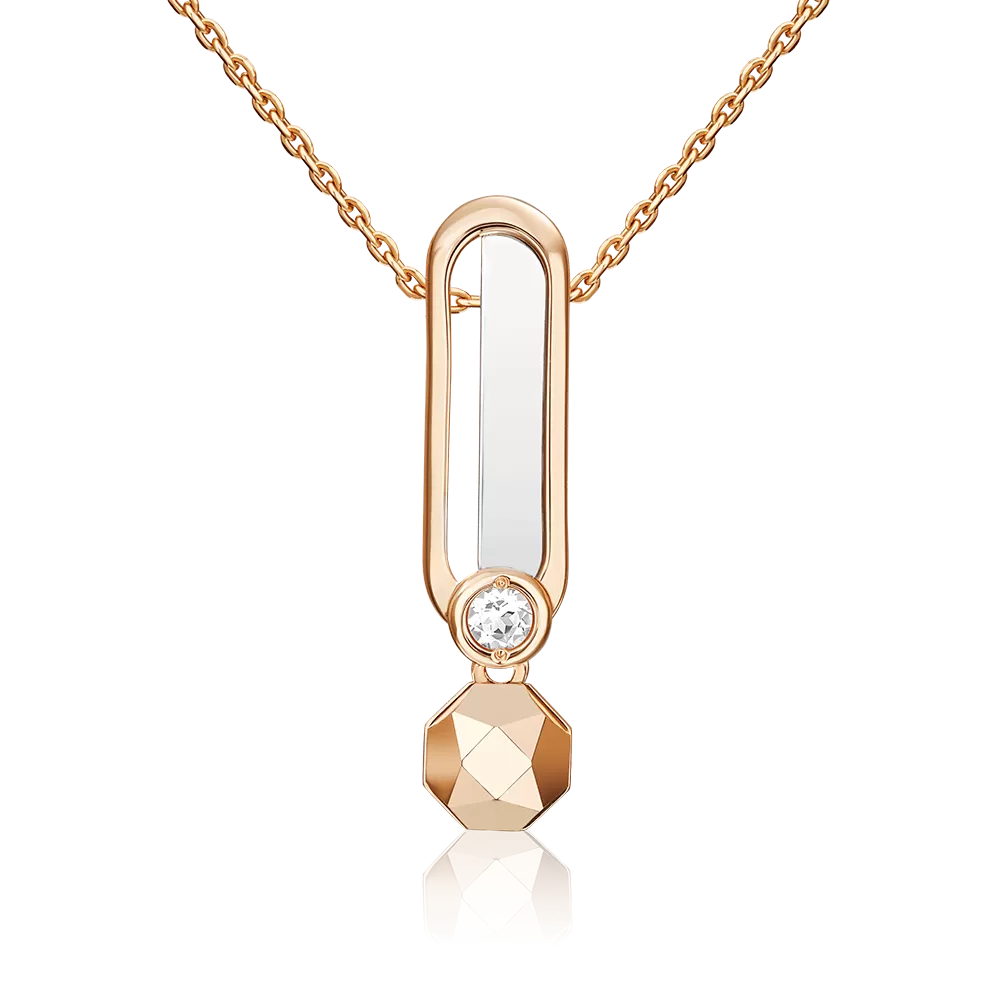 Подвеска из комбинированного золота с натуральным топазом white 03-3383-00-201-1111