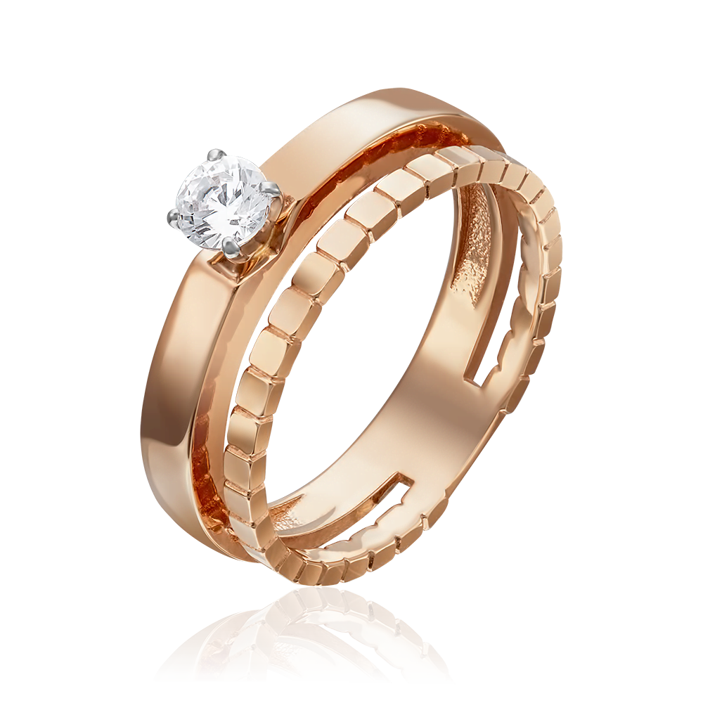 Кольцо из комбинированного золота с фианитом 01-5256-00-501-1111-38