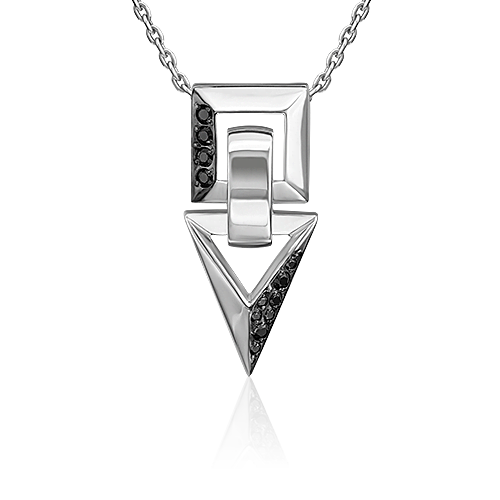 Подвеска из серебра с чёрными фианитами 03-3392-00-402-0200