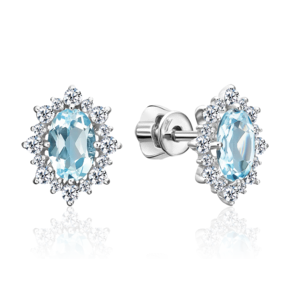 Серьги-пусеты из серебра с топазом и фианитами 02-0705-00-207-0200