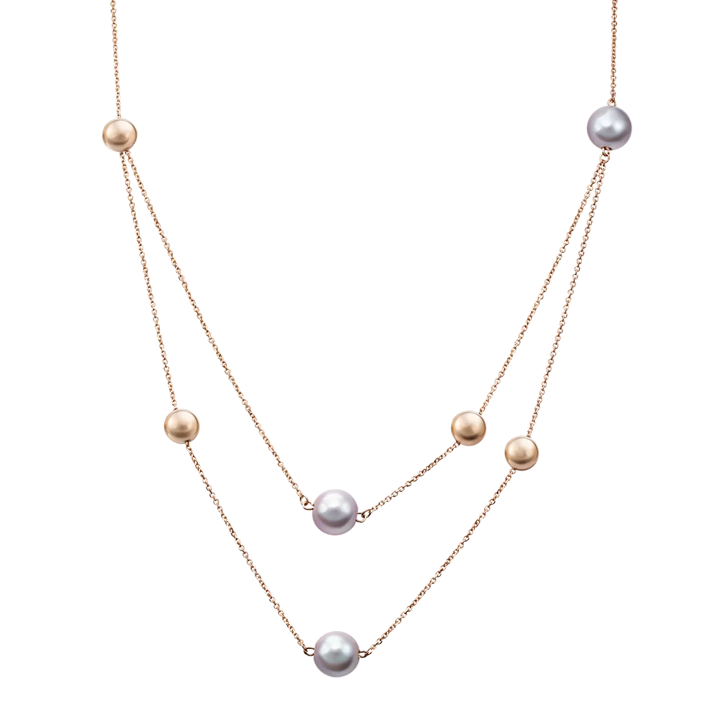 Колье из красного золота с жемчугом культивированным 07-0206-00-301-1110-31