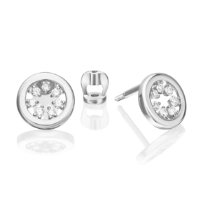 Серьги-пусеты из белого золота с бриллиантами