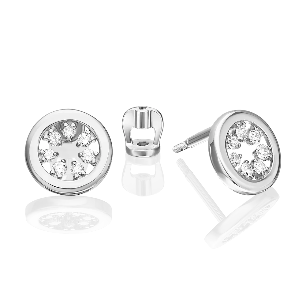 Серьги-пусеты из белого золота с бриллиантами 02-5364-00-101-1120