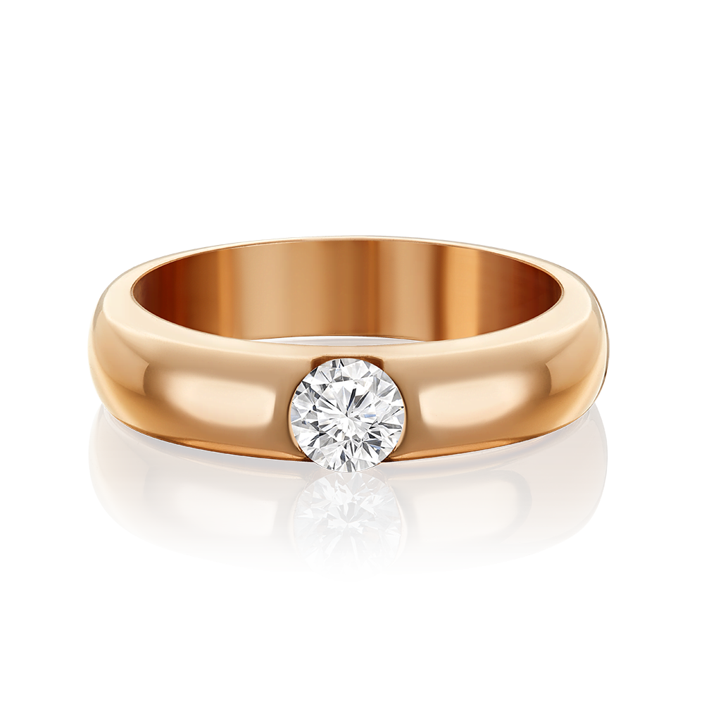 Обручальное кольцо из красного золота с бриллиантом 01-1261-00-101-1110-30