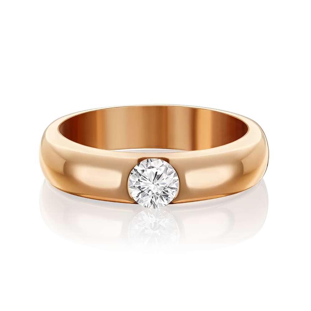 Обручальное кольцо из красного золота с бриллиантом 01-1261-00-101-1110-30