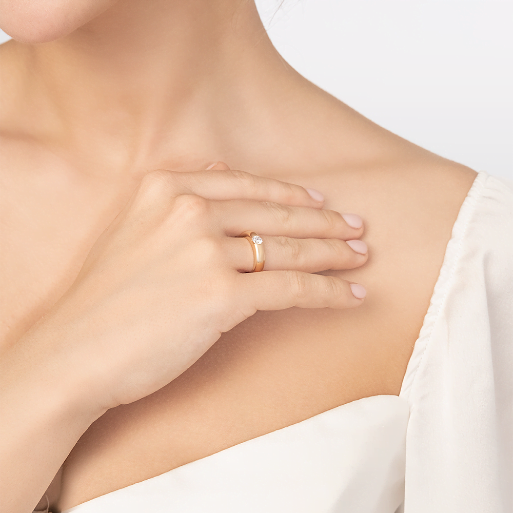 Обручальное кольцо из красного золота с бриллиантом 01-1261-00-101-1110-30