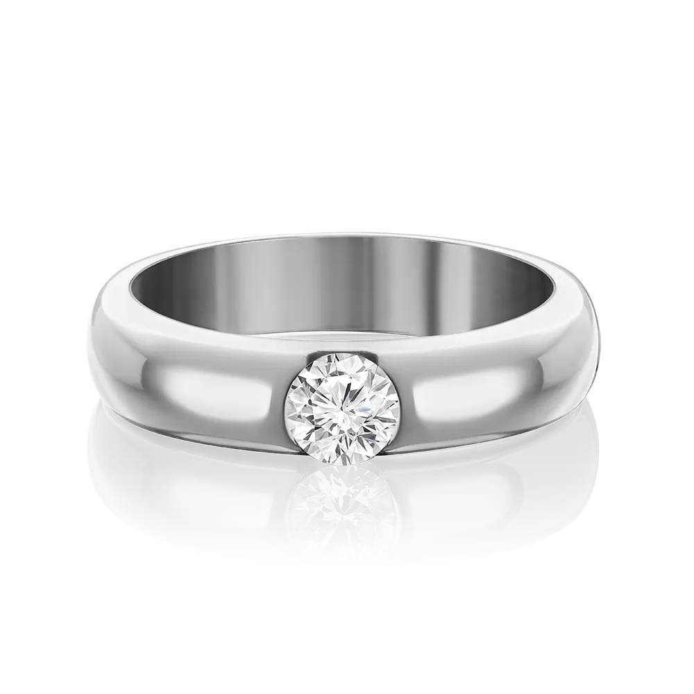 Обручальное кольцо из белого золота с бриллиантом 01-1262-00-101-1120-30