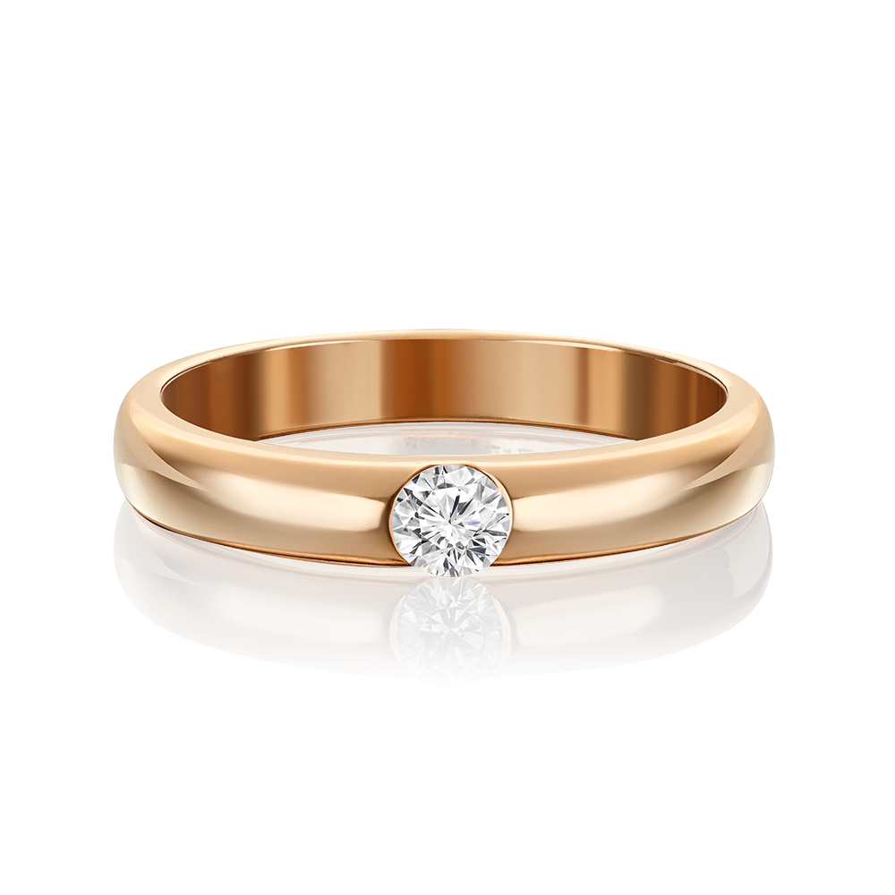 Обручальное кольцо из красного золота с бриллиантом 01-1263-00-101-1110-30