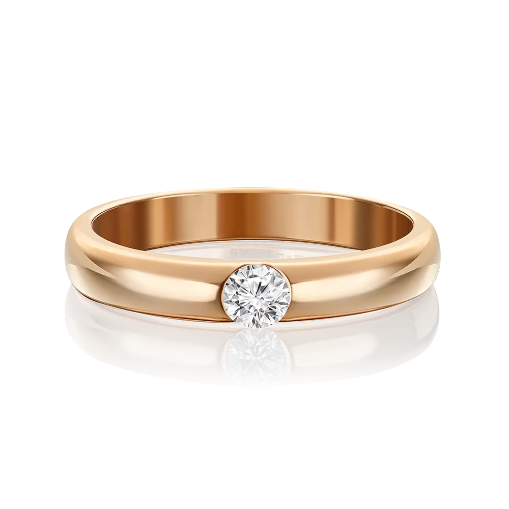 Обручальное кольцо из красного золота с бриллиантом 01-1263-00-101-1110-30