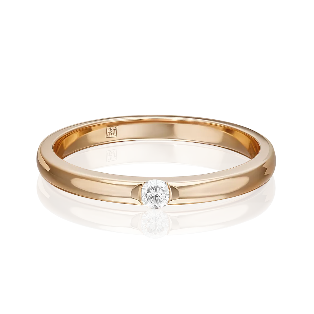 Обручальное кольцо из красного золота с бриллиантом 01-1265-00-101-1110-30