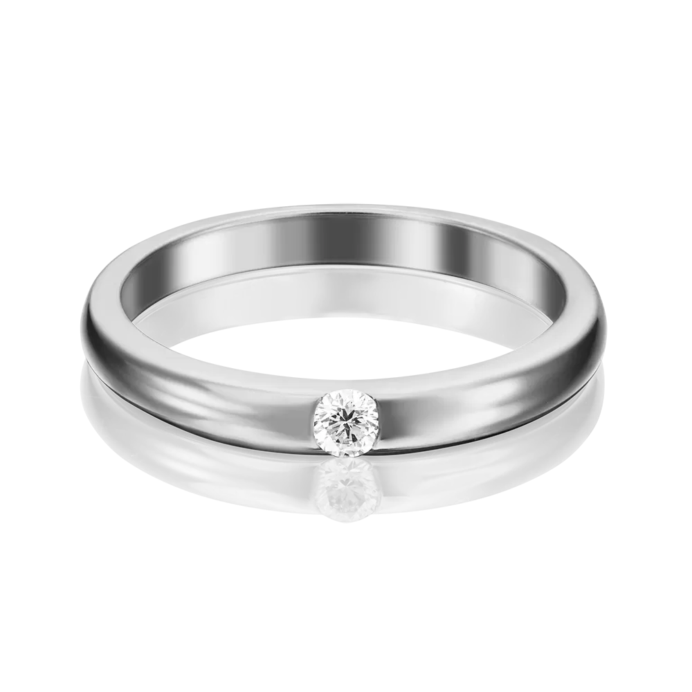 Обручальное кольцо из белого золота с бриллиантом 01-1266-00-101-1120-30