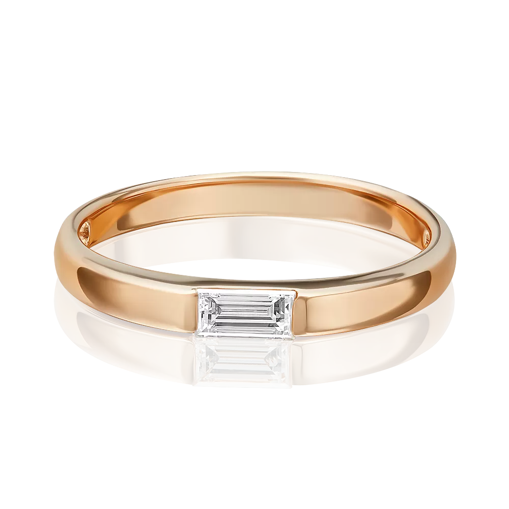 Обручальное кольцо из красного золота с бриллиантом 01-1267-00-101-1110-30