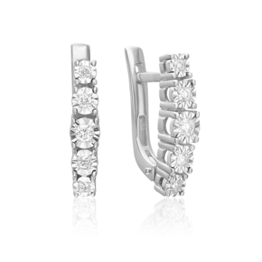 Серьги с английским замком из белого золота с бриллиантами 02-5258-00-101-1120