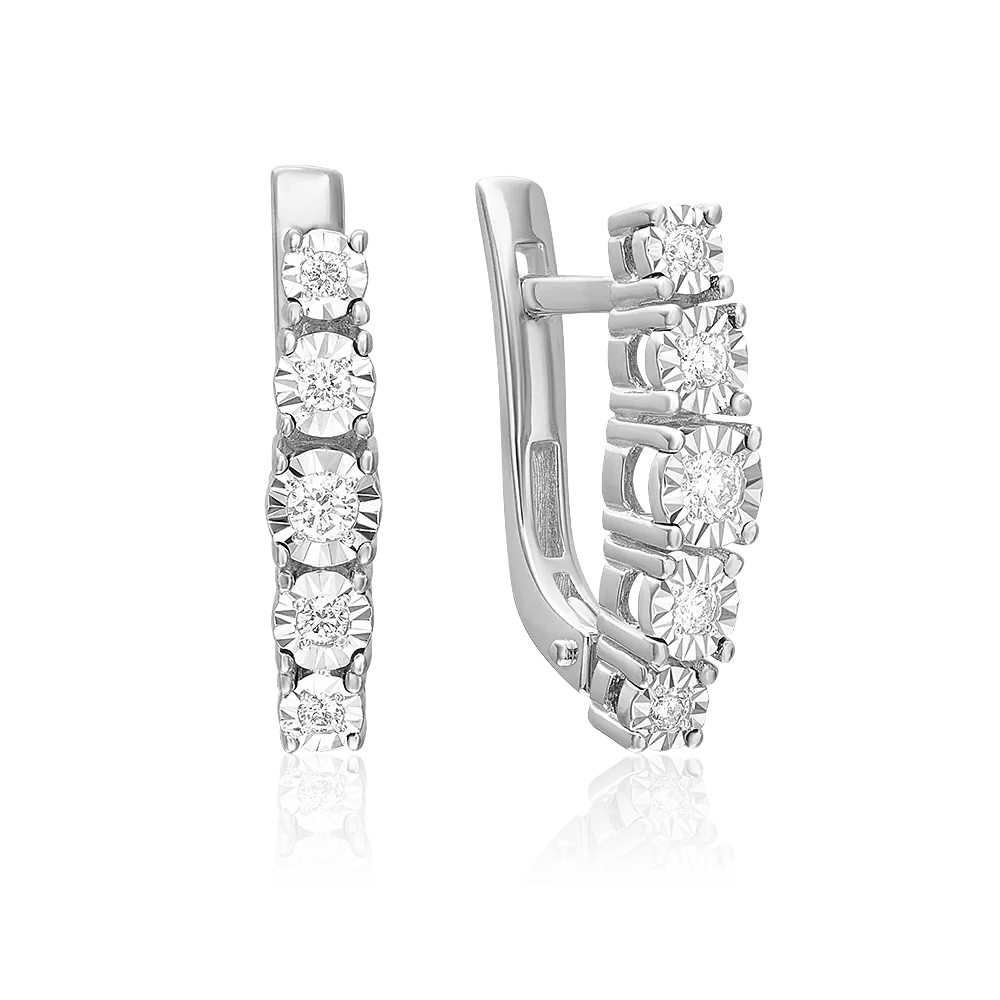 Серьги с английским замком из белого золота с бриллиантами 02-5258-00-101-1120