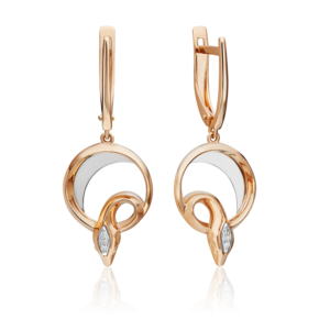 Серьги «Змеи. Безграничность возможностей» с английским замком из комбинированного золота с бриллиантами 02-4817-00-101-1111