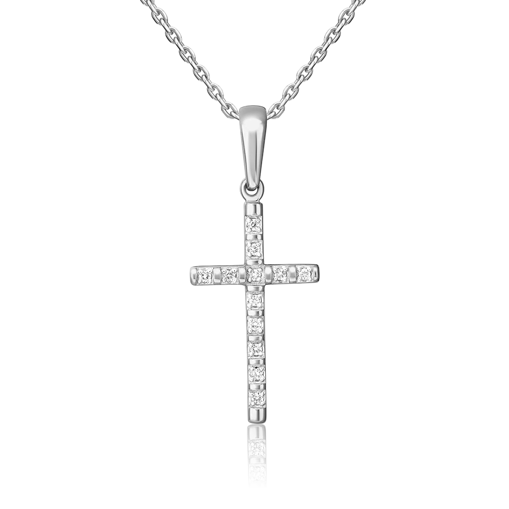 Декоративный крест из серебра с фианитами 03-0055-00-401-0200