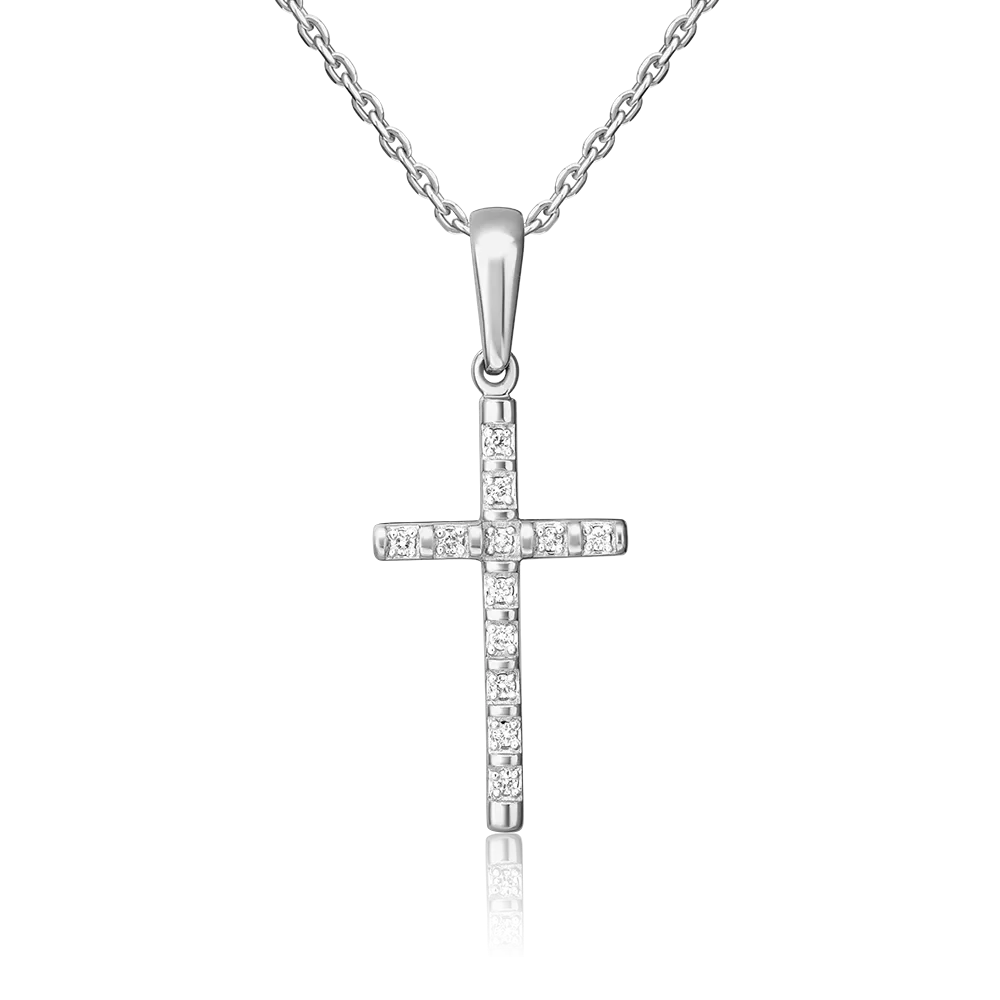 Декоративный крест из серебра с фианитами 03-0055-00-401-0200