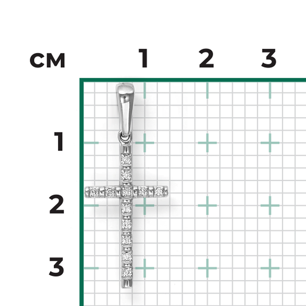 Декоративный крест из серебра с фианитами 03-0055-00-401-0200