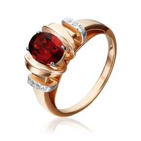 Кольцо из красного золота с гранатом и натуральными топазами white 01-5315-00-264-1110-57