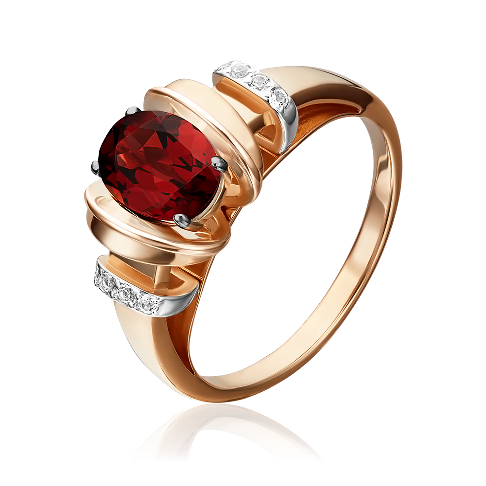 Кольцо из красного золота с гранатом и натуральными топазами white 01-5315-00-264-1110-57