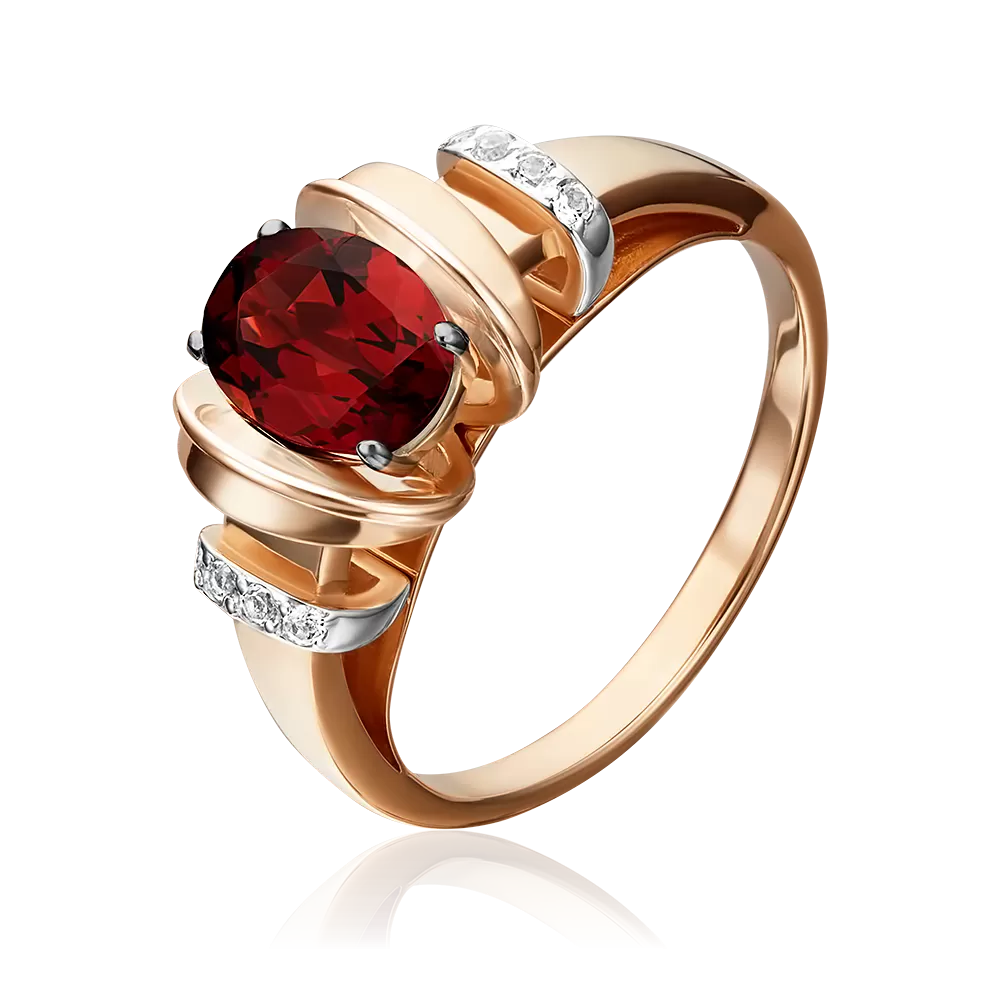 Кольцо из красного золота с гранатом и натуральными топазами white 01-5315-00-264-1110-57