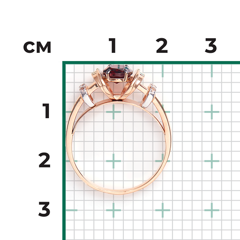 Кольцо из красного золота с гранатом и натуральными топазами white 01-5315-00-264-1110-57