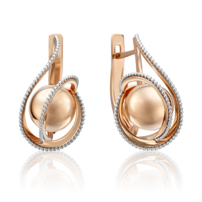 Серьги с английским замком из комбинированного золота 02-4410-00-000-1111-42