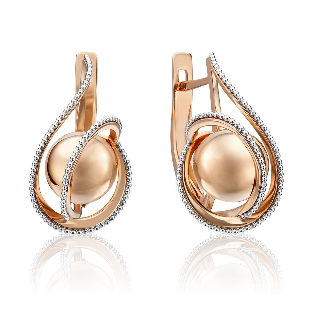 Серьги с английским замком из комбинированного золота 02-4410-00-000-1111-42