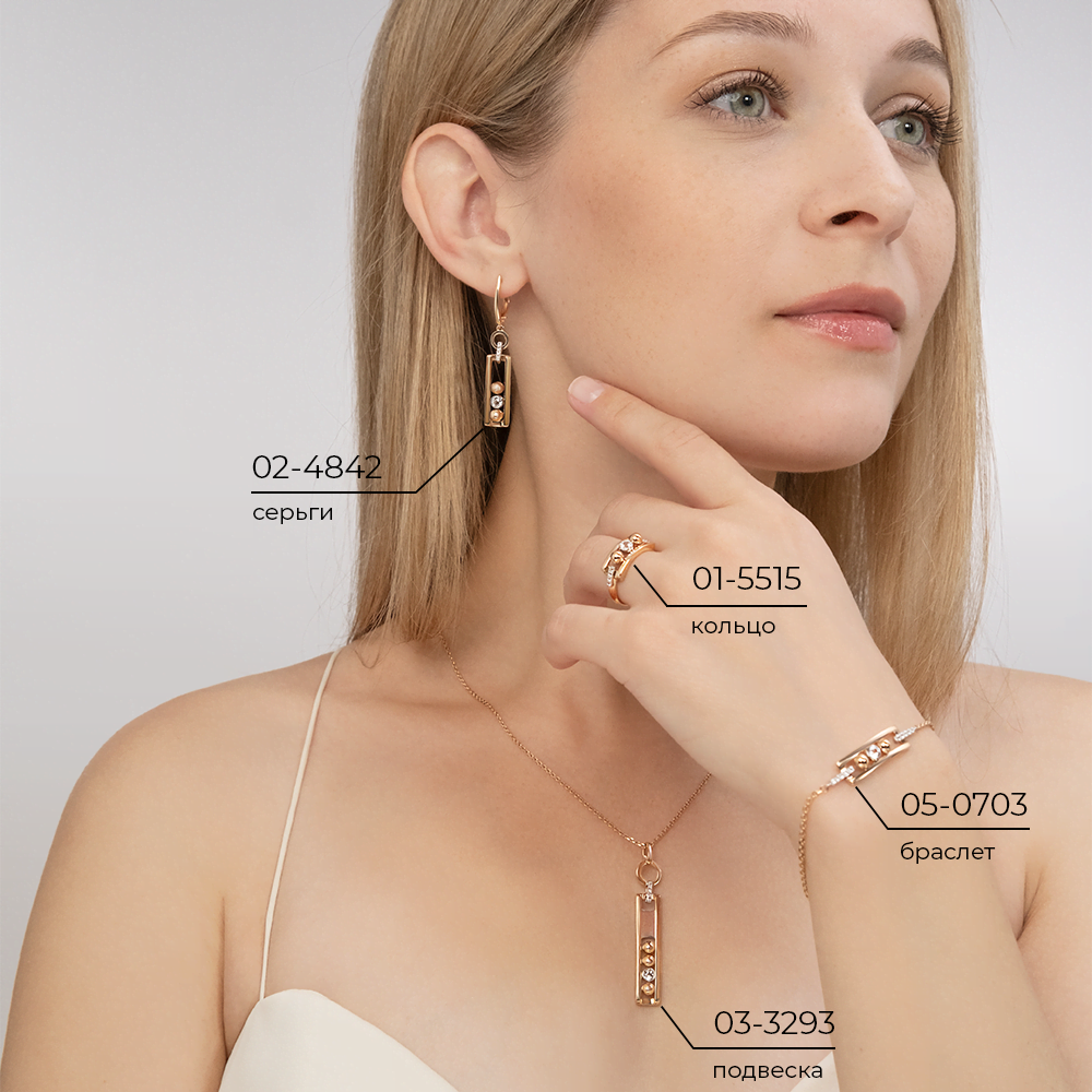 Кольцо «Дуэт форм» из комбинированного золота с натуральными топазами white 01-5515-00-201-1111