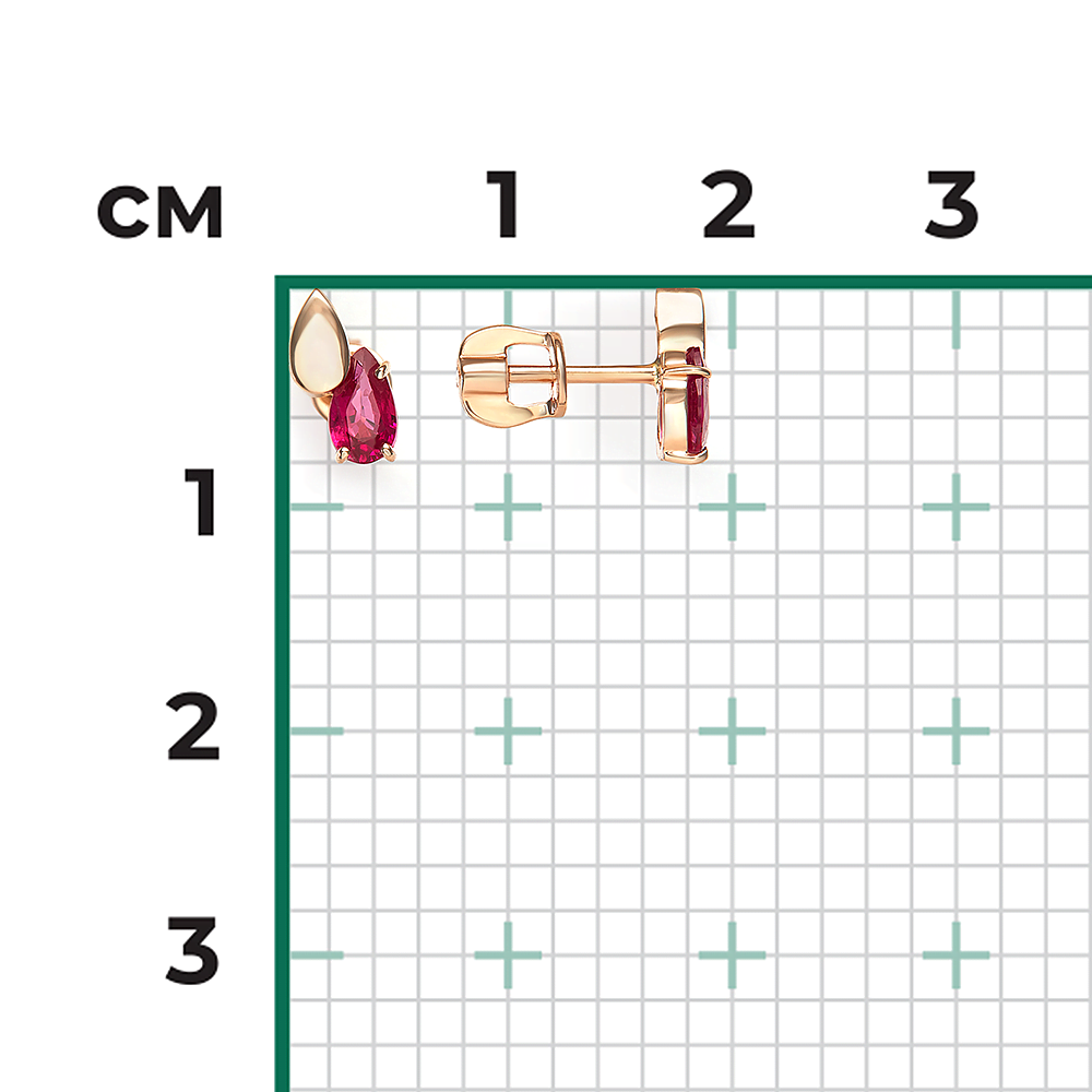 Серьги-пусеты из красного золота с рубином 02-5403-00-104-1110