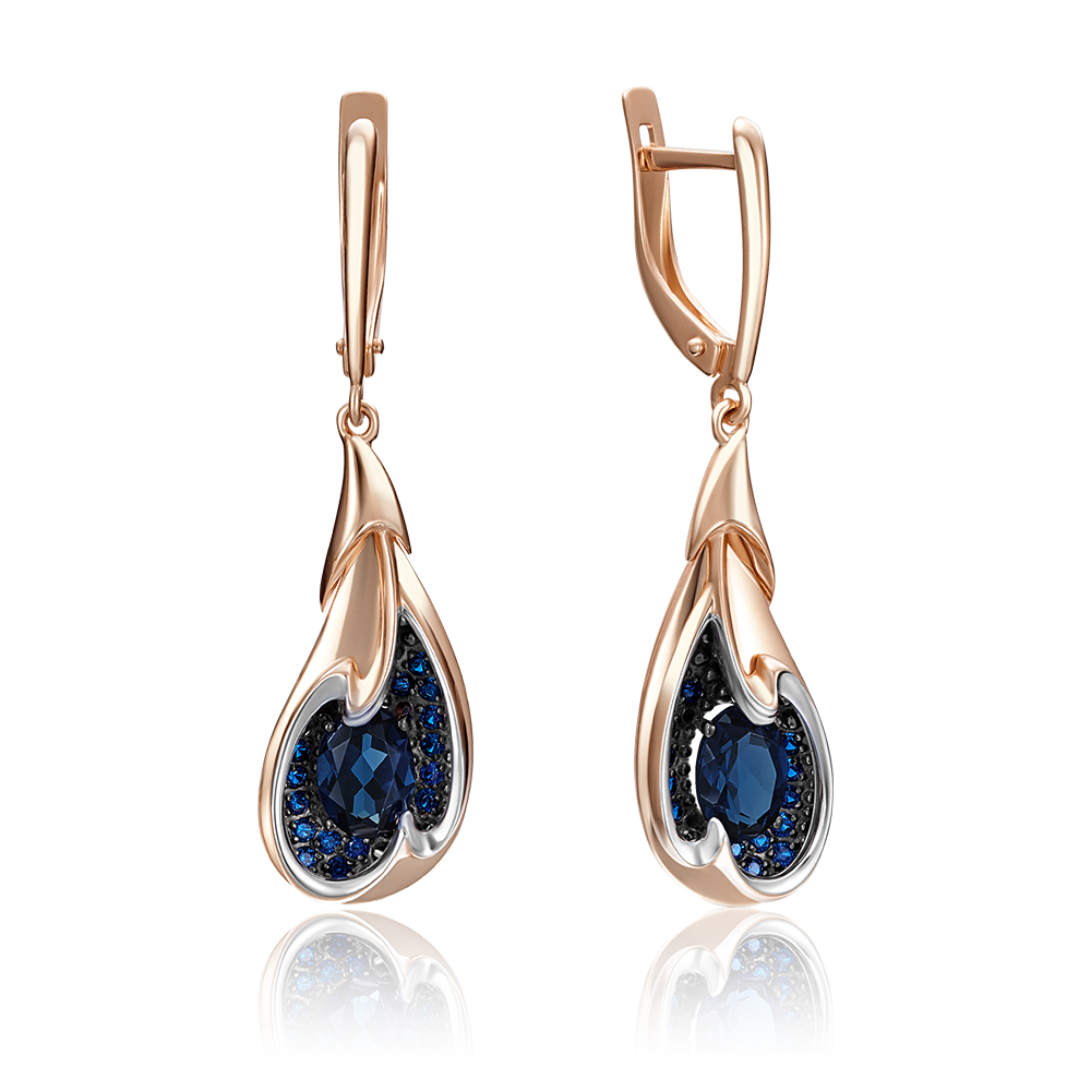 Серьги с английским замком из красного золота с сапфирами 02-4180-00-102-1110-30