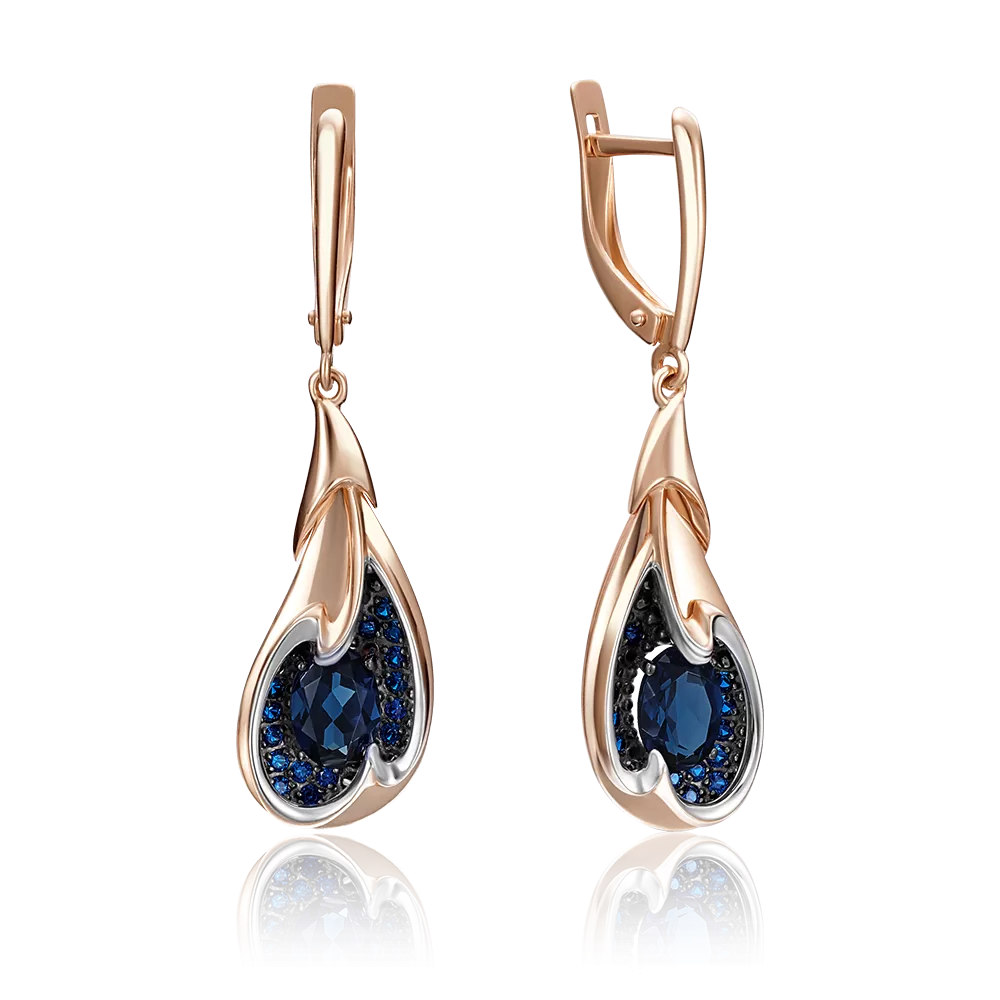 Серьги с английским замком из красного золота с сапфирами 02-4180-00-102-1110-30