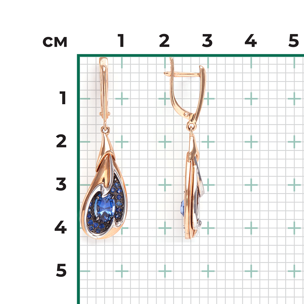 Серьги с английским замком из красного золота с сапфирами 02-4180-00-102-1110-30