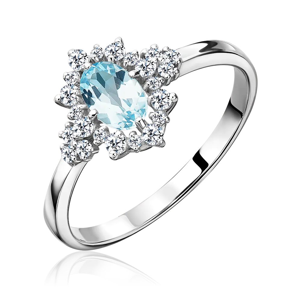 Кольцо из серебра с топазом и фианитами 01-1287-00-207-0200