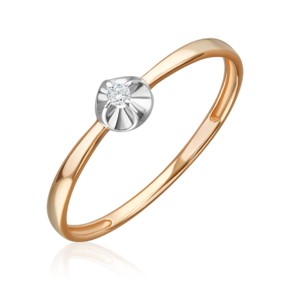 Помолвочное кольцо из красного золота с бриллиантом 01-5931-00-101-1110