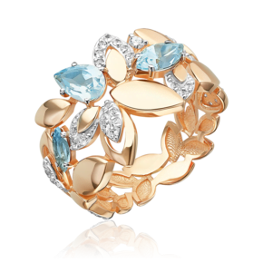 Кольцо «Осенний вальс» из красного золота с топазами и натуральными топазами white 01-5928-00-201-1110