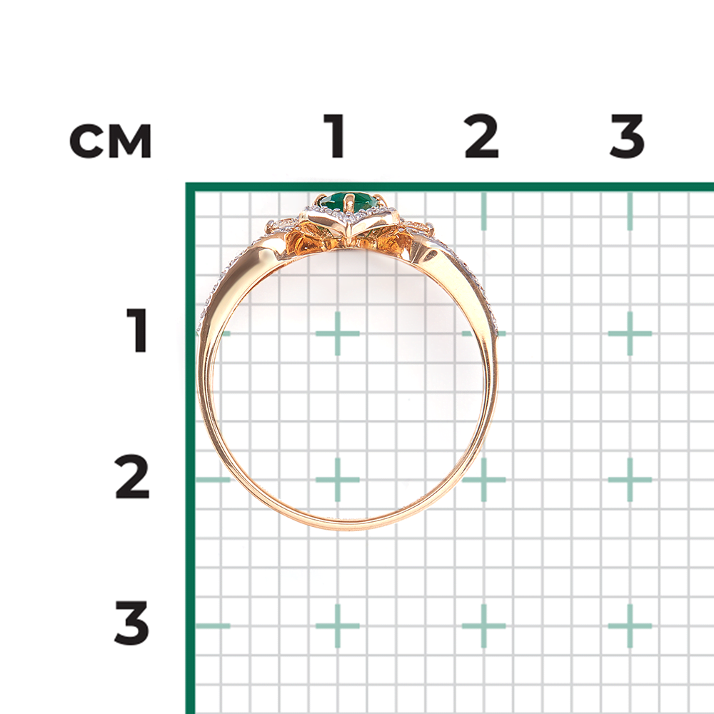 Кольцо из красного золота с изумрудом и бриллиантами 01-1576-01-106-1110-30
