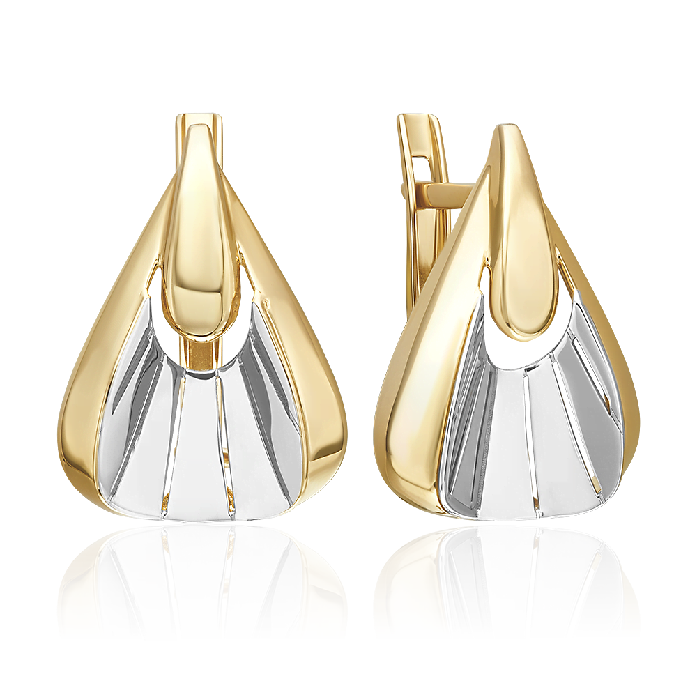 Серьги с английским замком из комбинированного золота 02-5371-00-000-1121