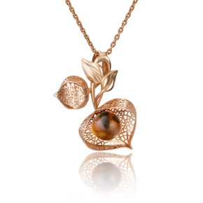 Подвеска «Физалис» из красного золота с янтарём 03-2890-01-271-1110-58