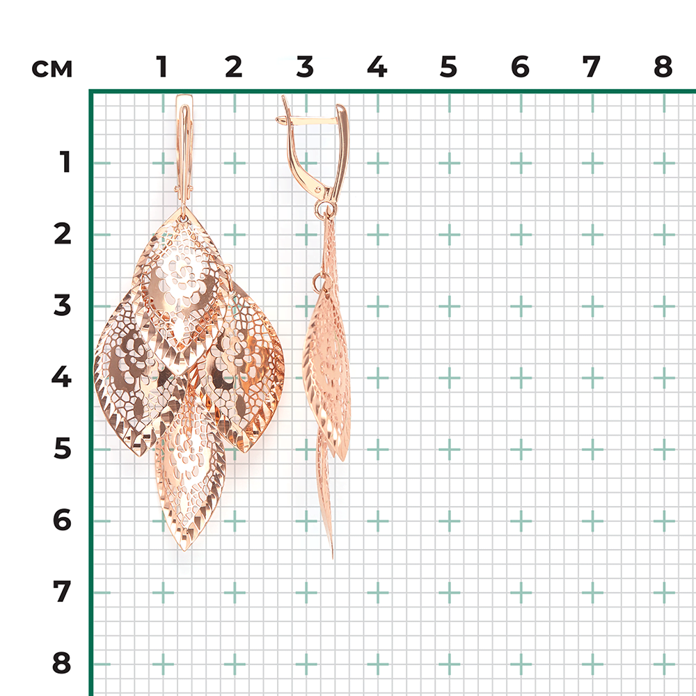 Серьги с английским замком из красного золота 02-3688-00-000-1110-48