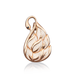 Брошь-подвеска «Лебедь» из красного золота с фианитом и эмалью 04-0138-00-402-1110-25