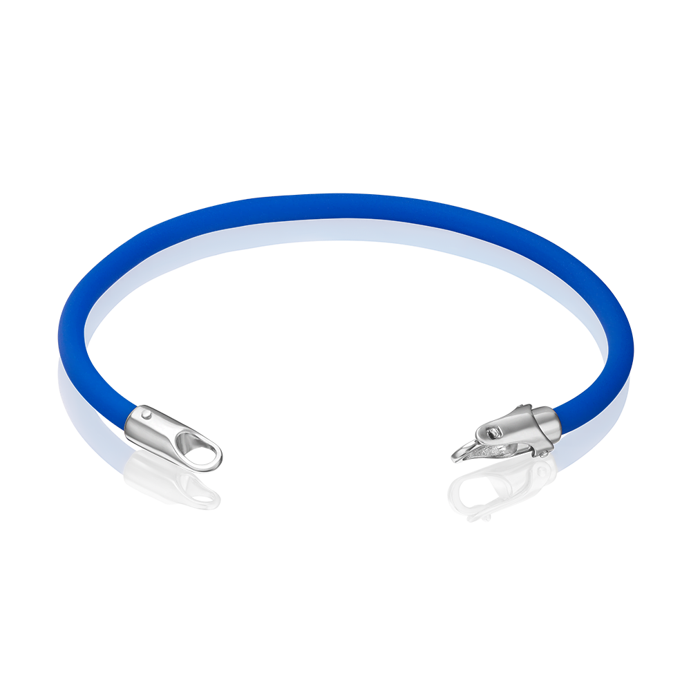 Браслет-соул из серебра с синим полиуретановым шнуром 05-0762-01-000-0200