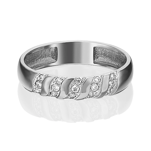 Обручальное кольцо из белого золота с бриллиантами 01-1488-00-101-1120-30