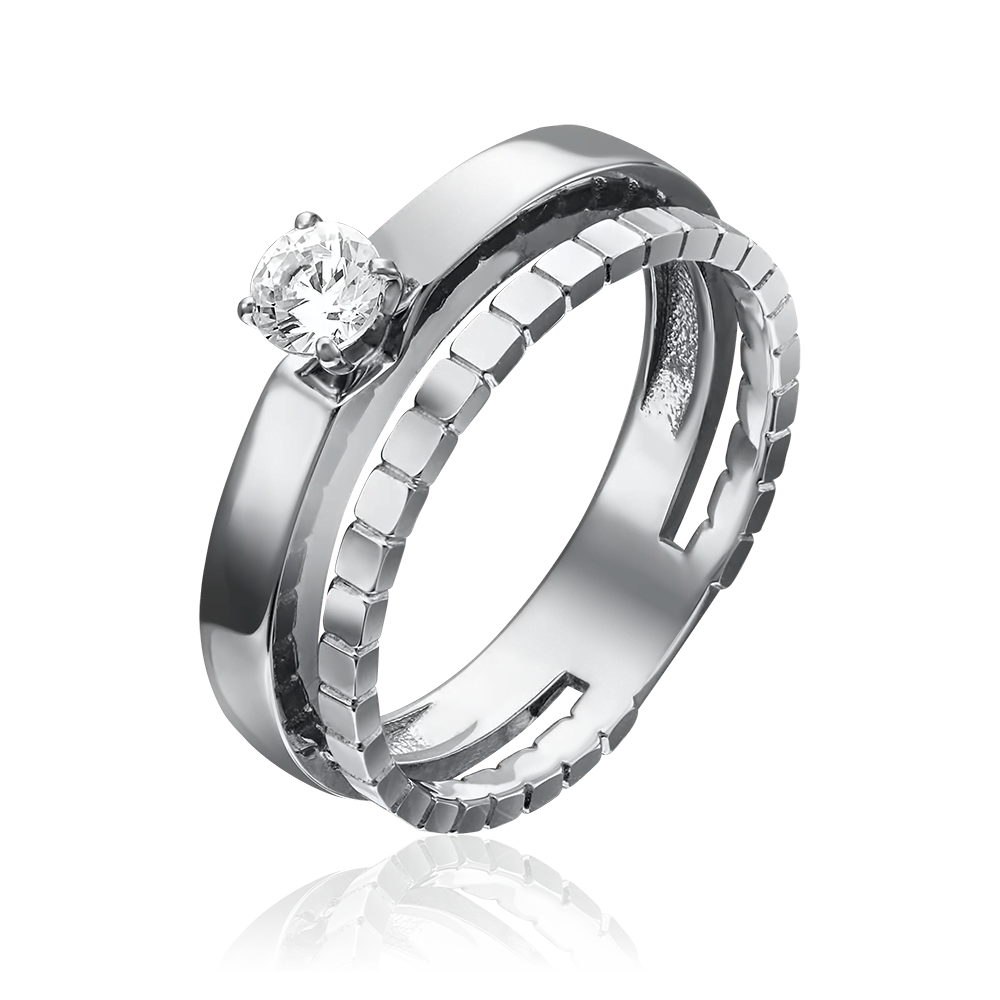 Кольцо из белого золота с фианитом 01-5256-00-501-1120-38