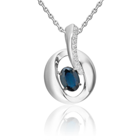Подвеска из белого золота с сапфиром и бриллиантами 03-3455-00-105-1120