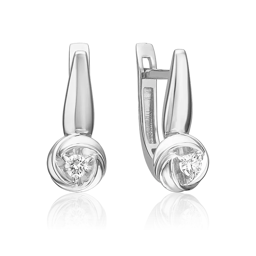 Серьги с английским замком из белого золота с бриллиантом 02-5448-00-101-1120