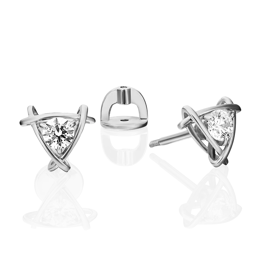 Серьги-пусеты из белого золота с фианитом 02-4474-00-401-1120