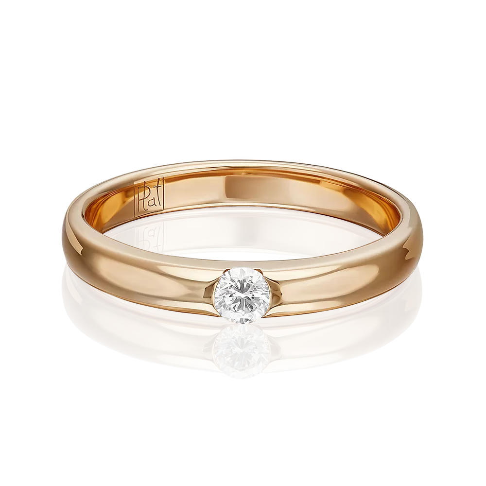 Обручальное кольцо из красного золота с бриллиантом 01-0813-00-101-1110-30